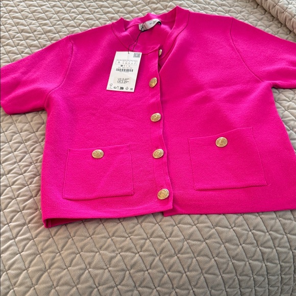 Zara Sweaters - Pink Button-Up Jacket